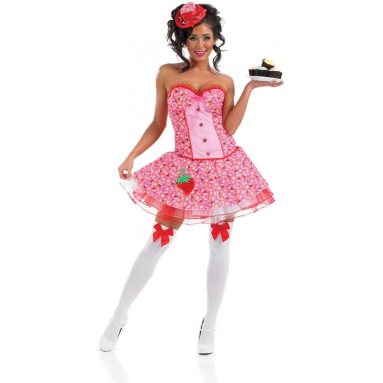 Pink Glitzy Pirate Ladies Fancy Dress Costume