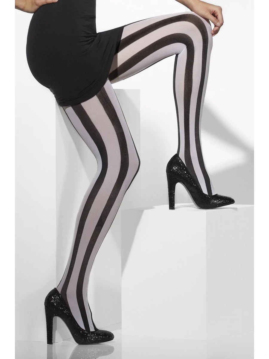 Black & White Vertical Striped Leggings
