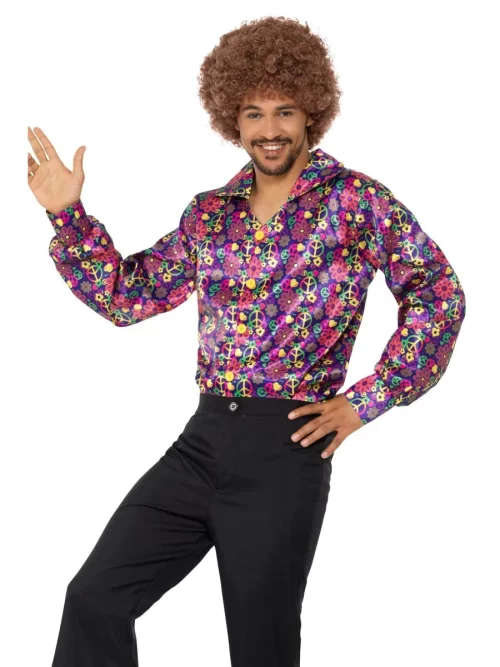 Mens 1970s Costume Disco Ruffle Shirt and Flares Fancy Dress 1960s