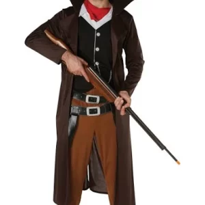 Cowboy Costume Men Western Fancy Dress Outfit Wild West Adult Gunslinger  Sheriff