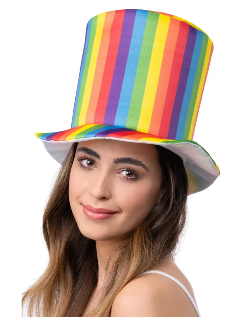 Deluxe Pride Rainbow Stripe Top Hat - Image 2