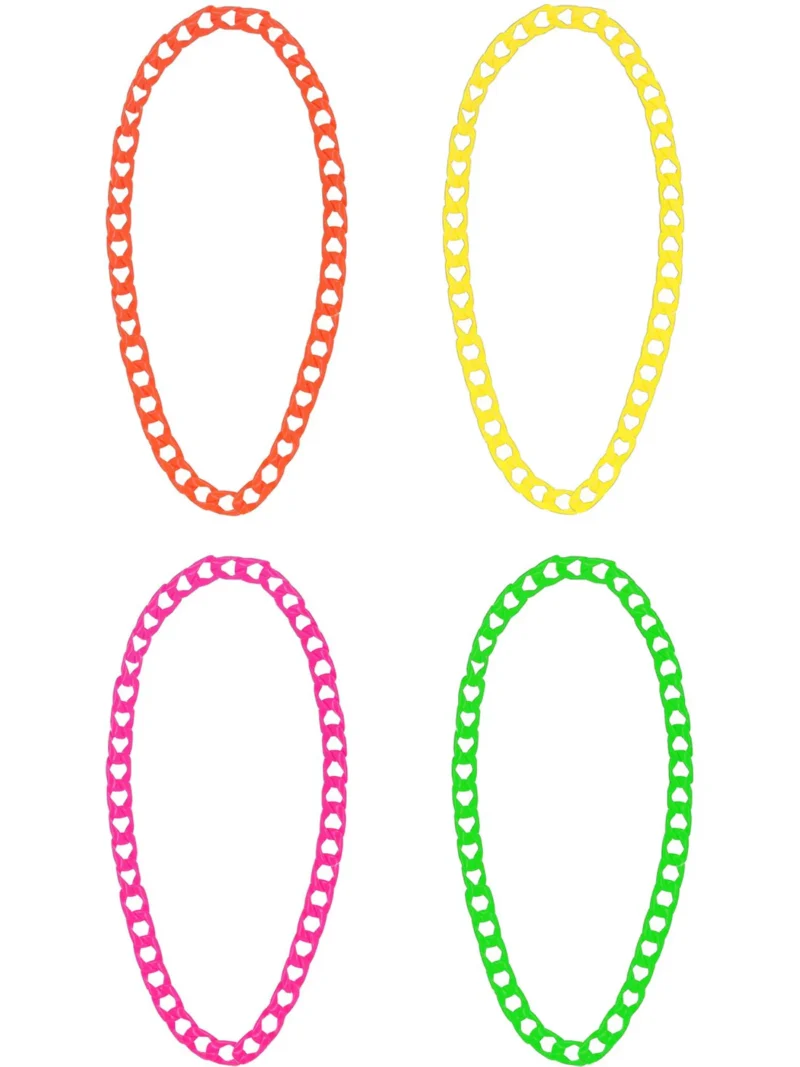 80s Neon Chain Necklace 4PK - Image 2