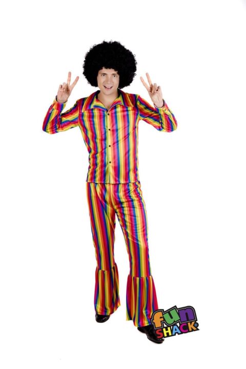 Rainbow Disco Suit Men's Fancy Dress Costume Fancy Dress Costume