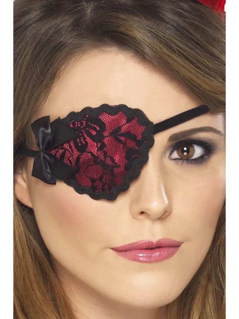 Pirate Lace Eyepatch, Red