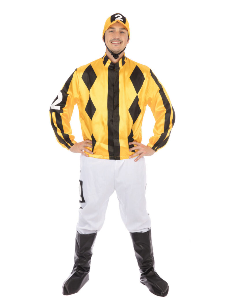 Jockey Yellow/Black Mens Fancy Dress Costume